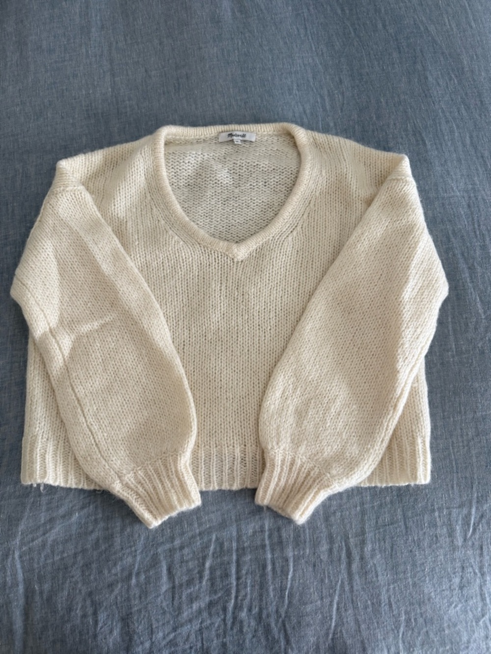 Madewell Cream V-Neck Pullover Sweater